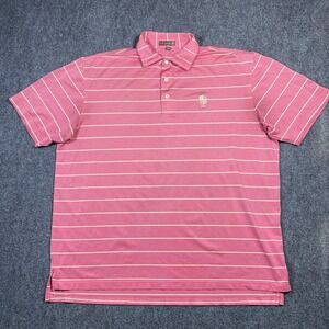 Peter Millar Men's Summer Comfort Large Pink‎ Striped Polo Golf Shirt